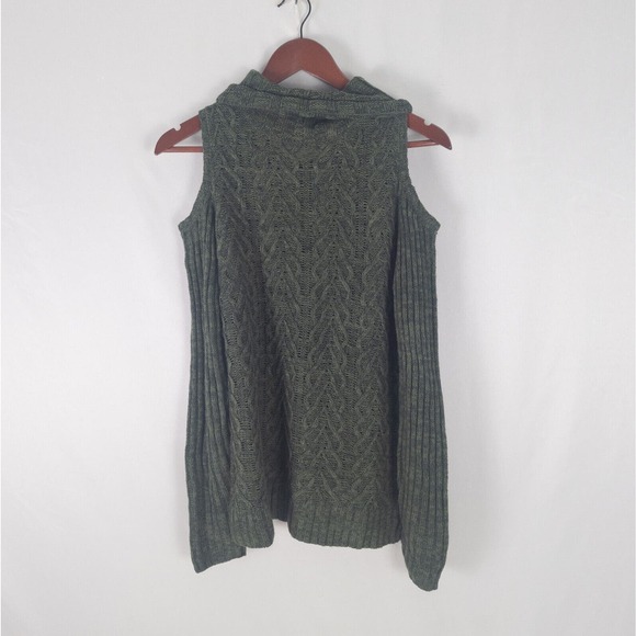 Faded Glory Sweater Womens Small Top Long Sleeve Cold Shoulder Cowl Neck Chunky - Picture 1 of 9